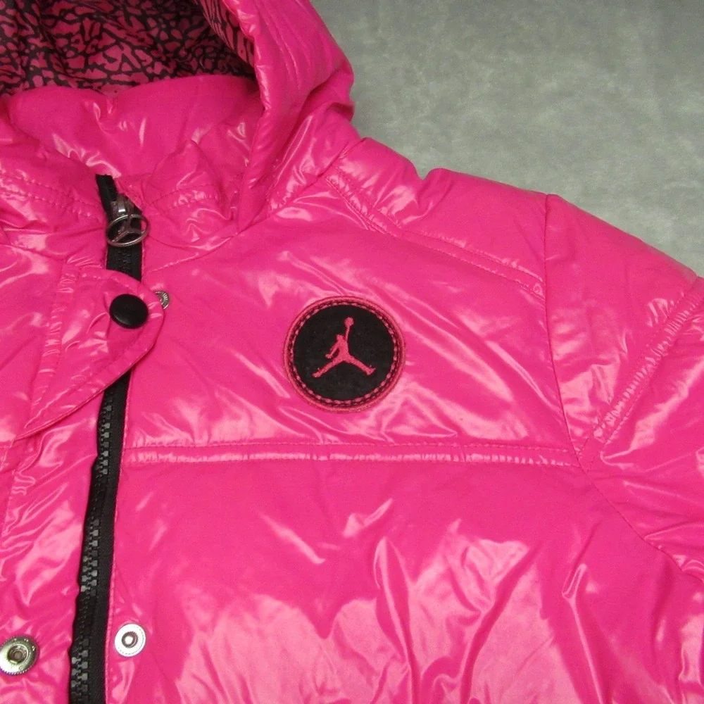 Jordan Flight Jacket Girls Large 12-13 Yrs Pink‎ Insulated Hooded Quilted Puffer